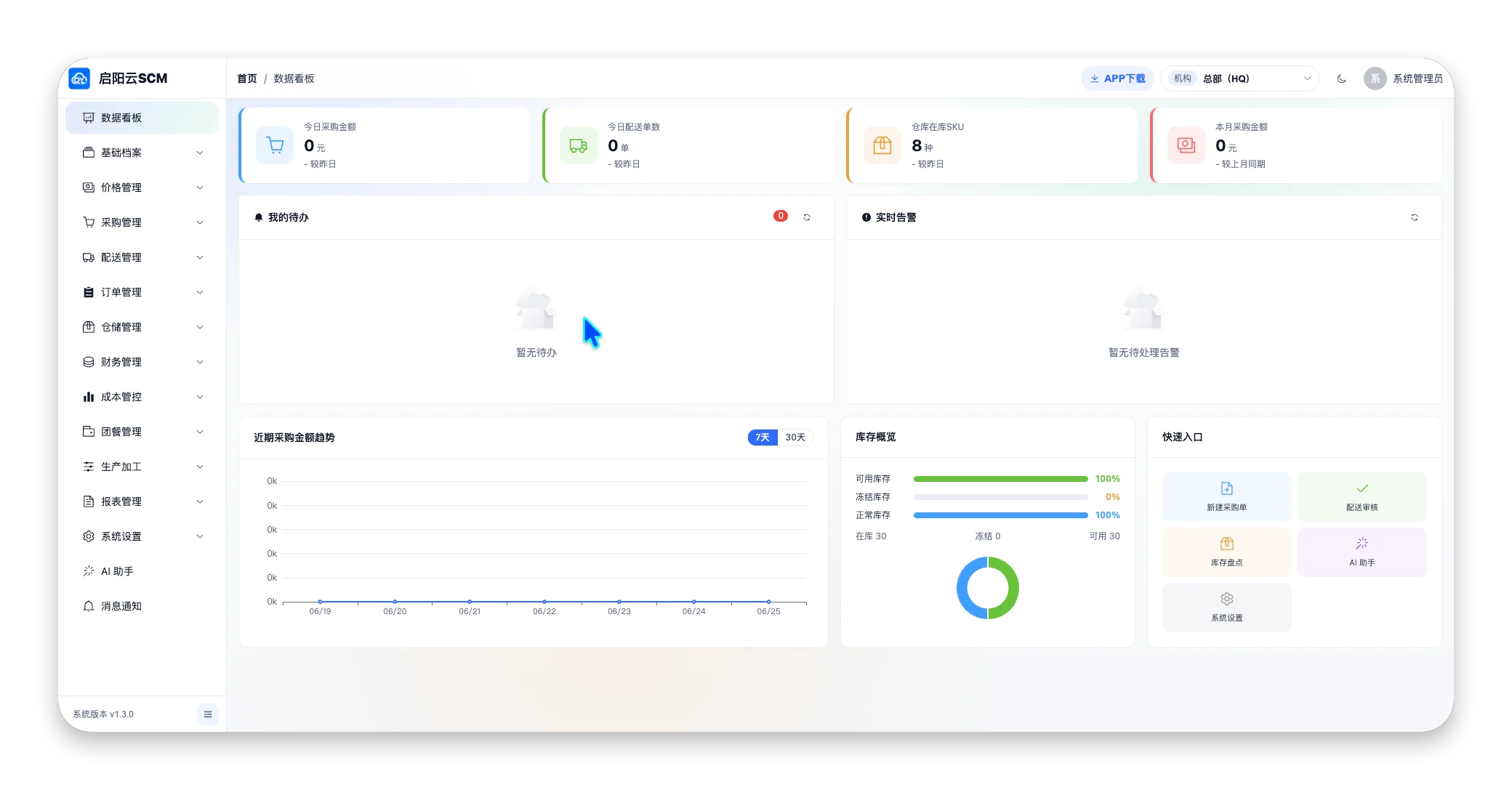 启阳云 SCM 产品首页